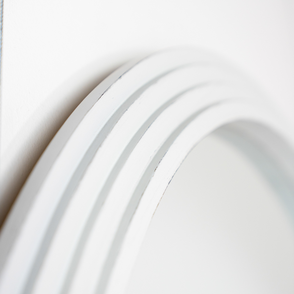 Stepped round wall mirror oyster 90x90cm