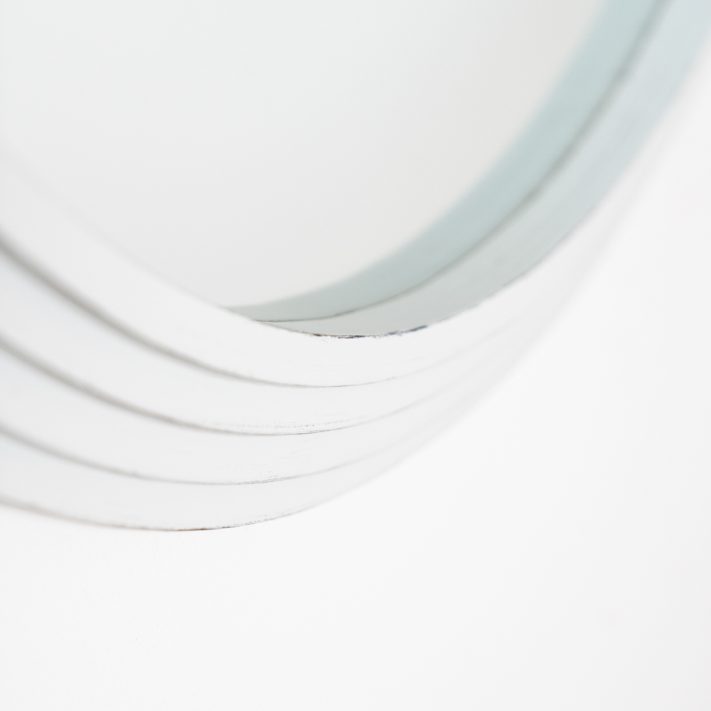 Stepped round wall mirror oyster 90x90cm