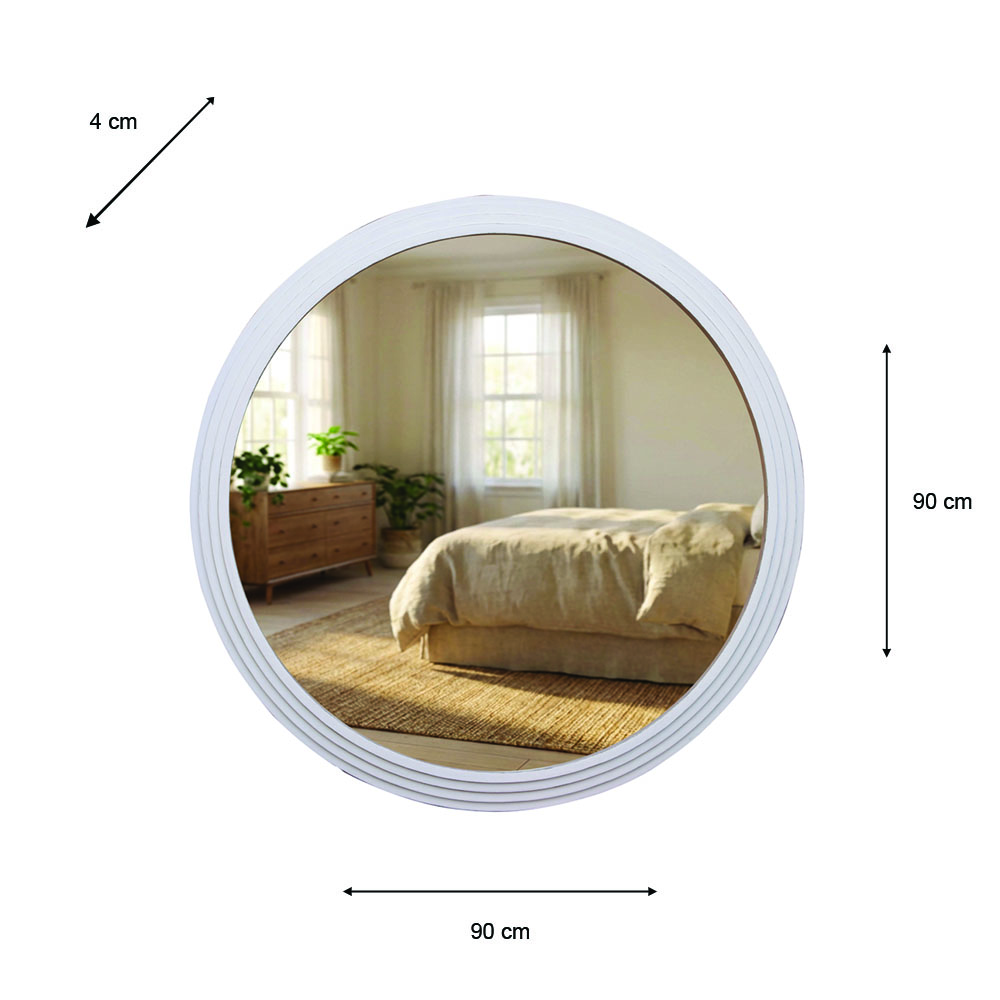 Stepped round wall mirror oyster 90x90cm