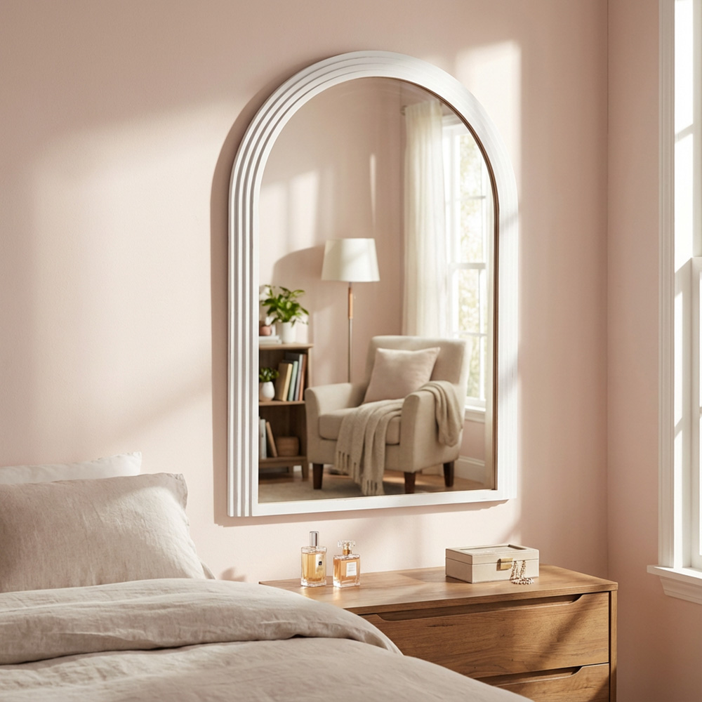 Stepped arched wall mirror oyster 70x100cm