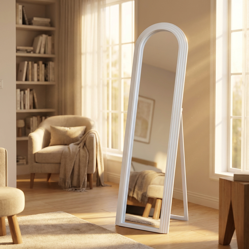 Stepped arched floorstanding mirror oyster 40x170cm