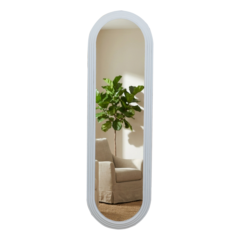 Stepped pill shape dressing mirror oyster 45x150cm