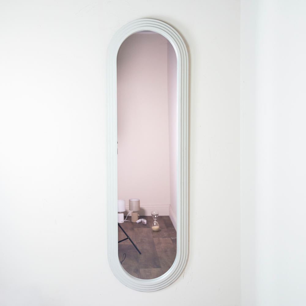 Stepped pill shape dressing mirror oyster 45x150cm