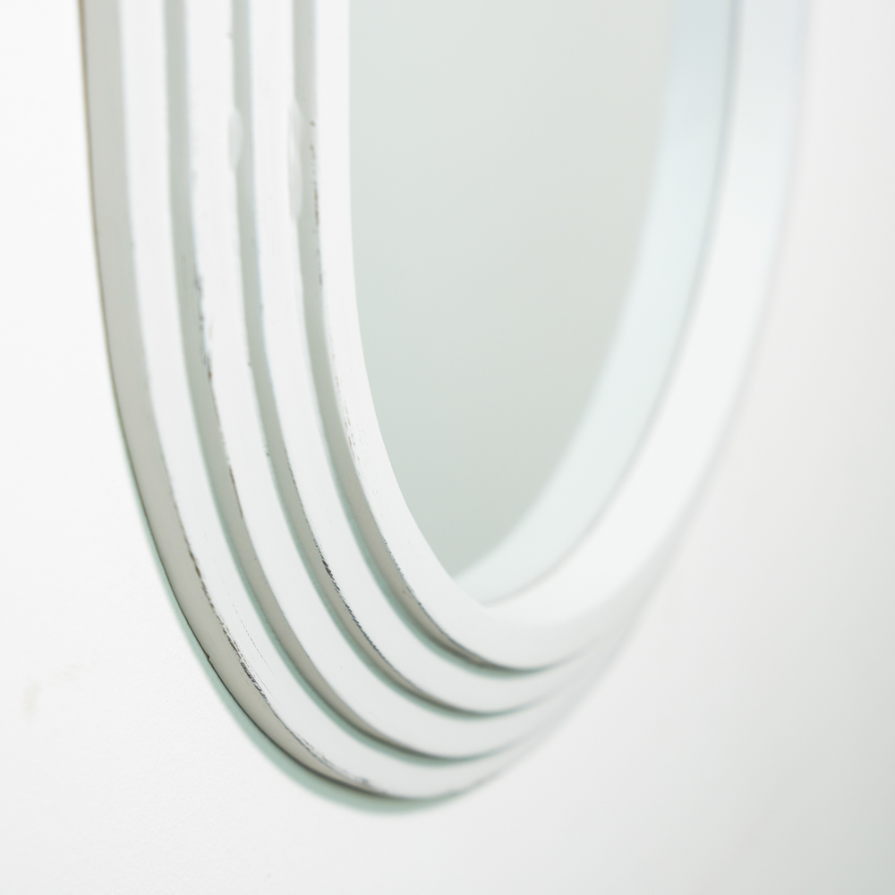 Stepped pill shape dressing mirror oyster 45x150cm