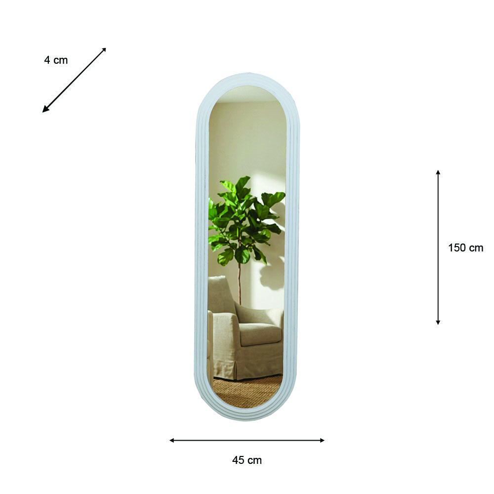 Stepped pill shape dressing mirror oyster 45x150cm