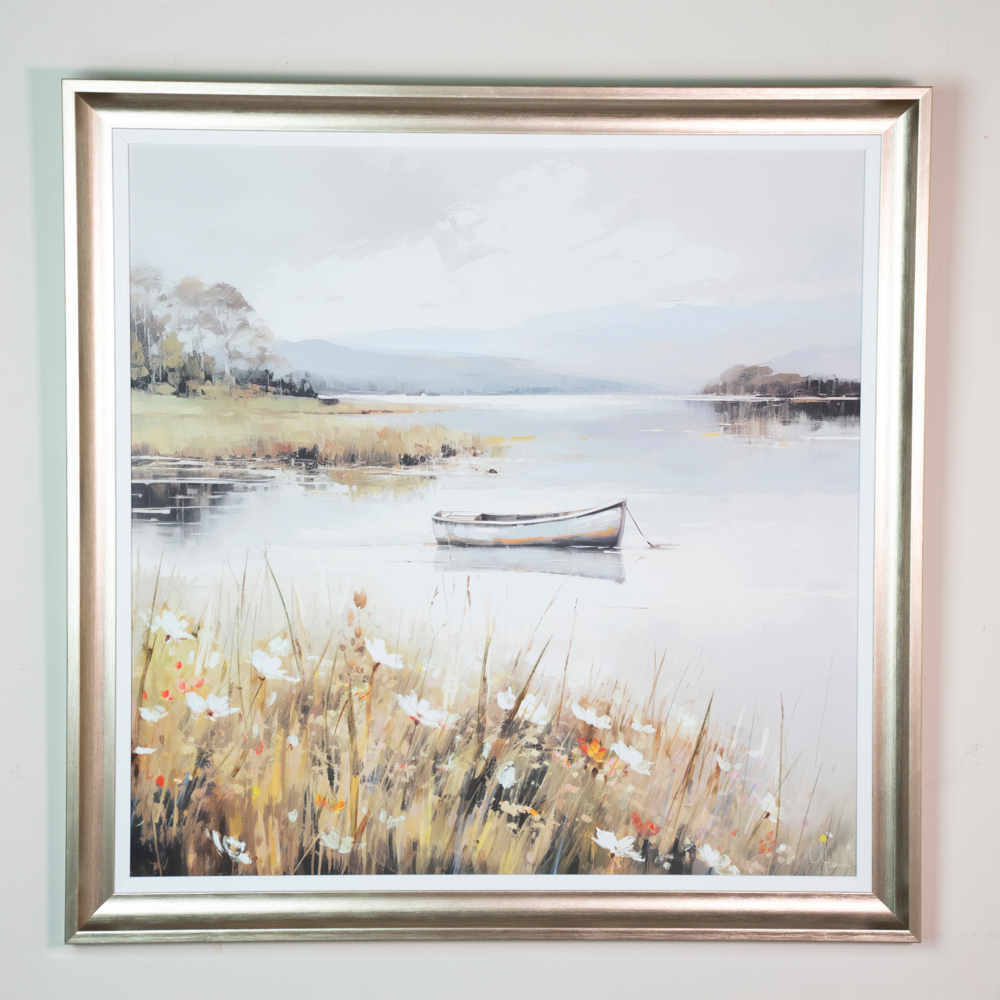 Framed print lake view 78x78cm