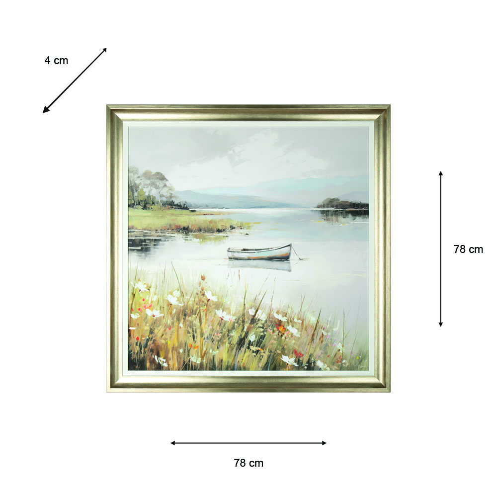 Framed print lake view 78x78cm