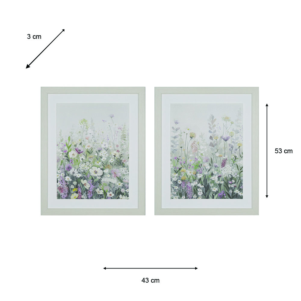 Framed print spring awakening/meadow dream 53x43cm 2 asst