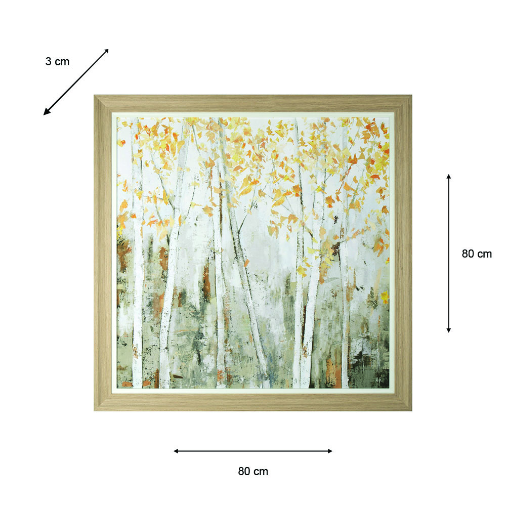 Framed print amber leaves 80x80cm
