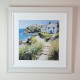 Framed print seaside cottage 60x60cm