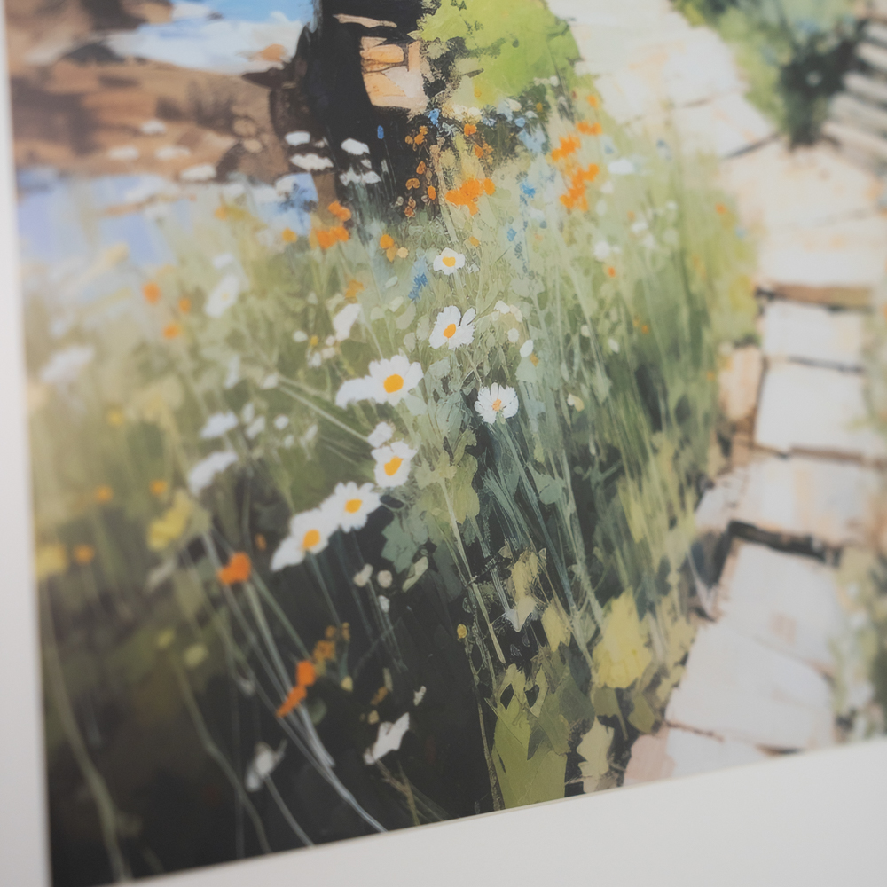 Framed print seaside cottage 60x60cm