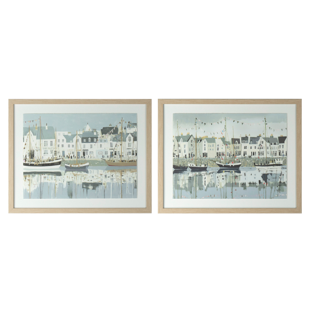 Framed print harbour life/dockside 40x50cm 2 asst
