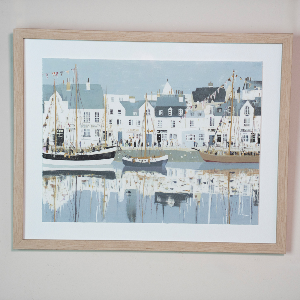 Framed print harbour life/dockside 40x50cm 2 asst