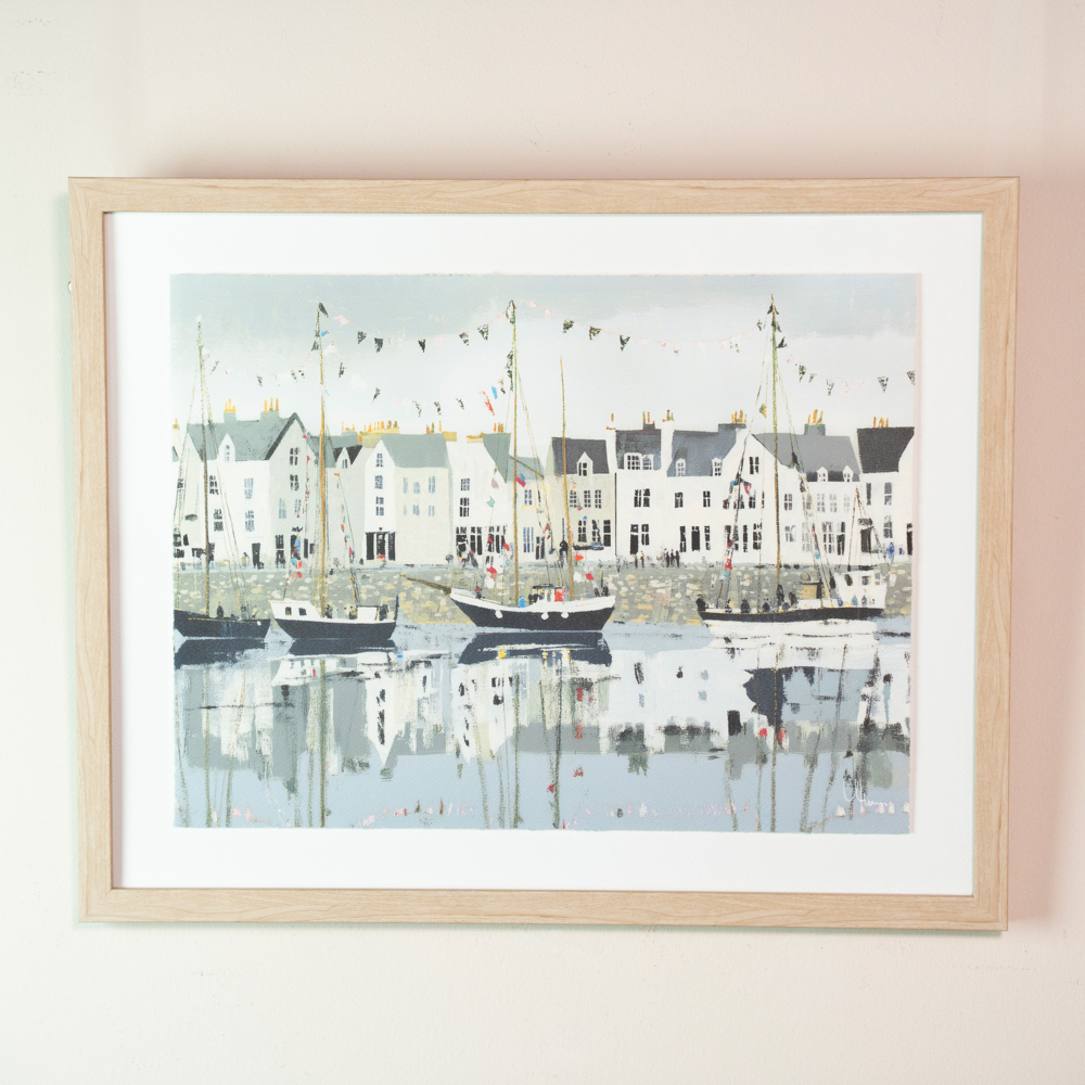 Framed print harbour life/dockside 40x50cm 2 asst
