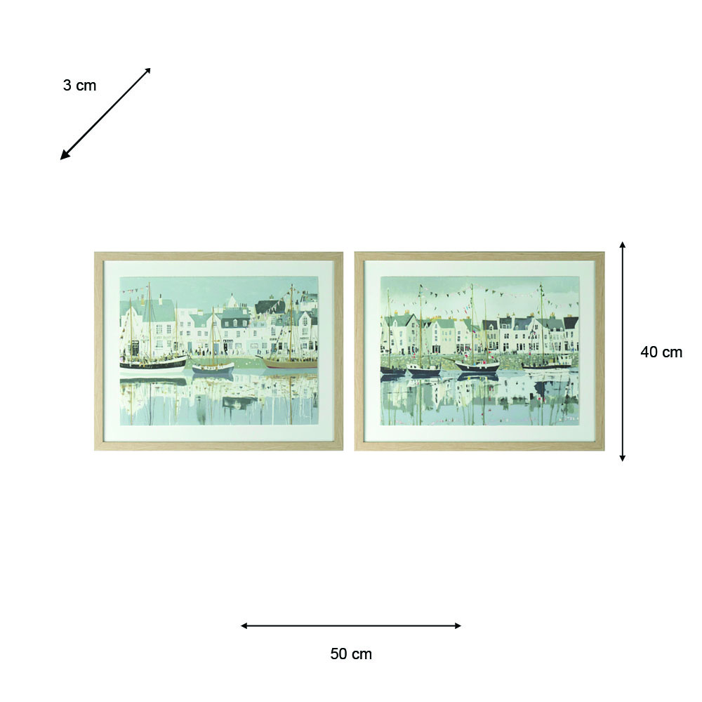 Framed print harbour life/dockside 40x50cm 2 asst