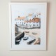 Framed print fishing boats/beached boats 58x45cm 2 asst