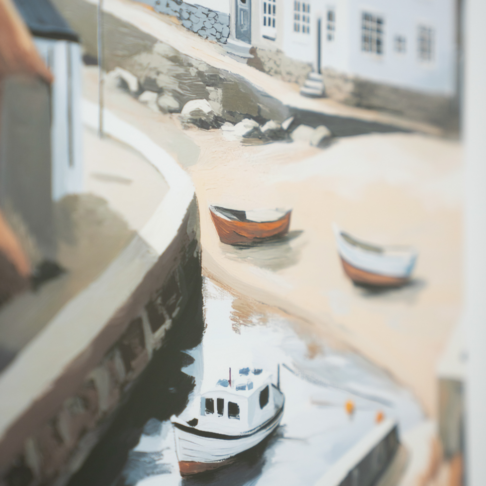 Framed print fishing boats/beached boats 58x45cm 2 asst