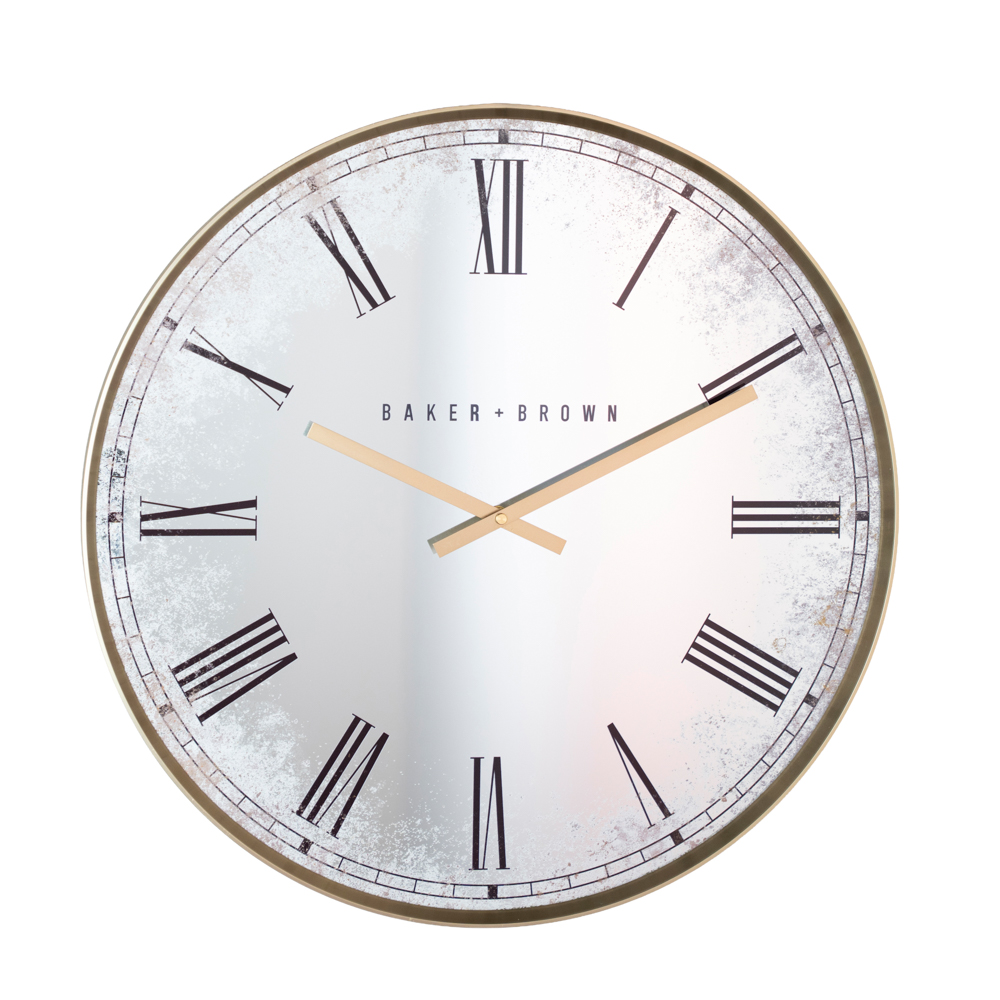 Murano mirrored wall clock gold 50cm