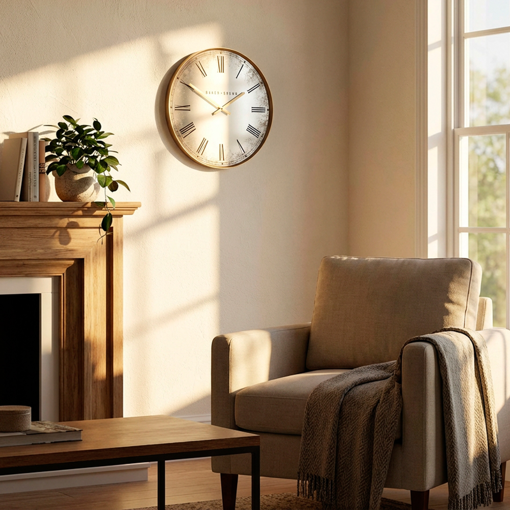Murano mirrored wall clock gold 50cm