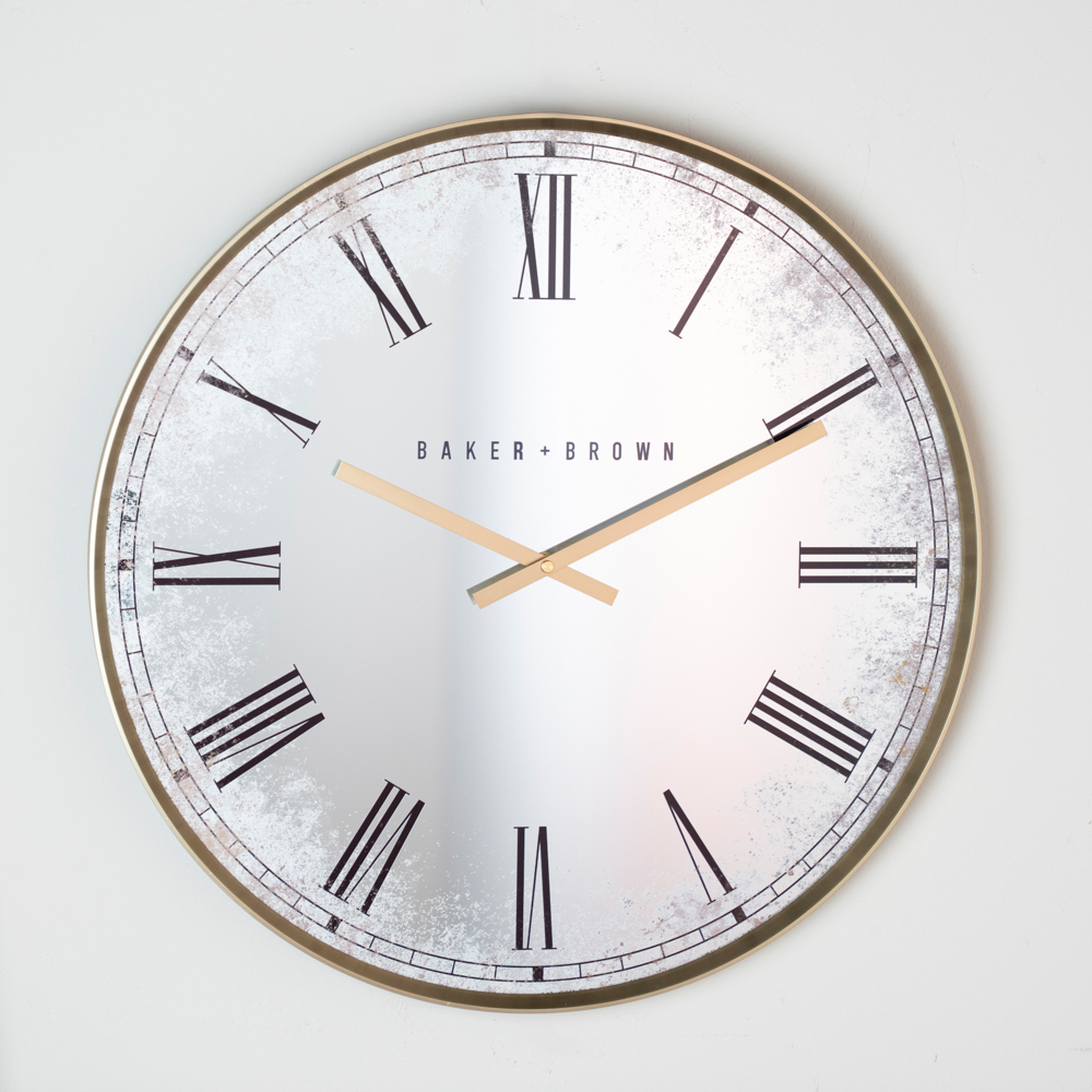 Murano mirrored wall clock gold 50cm