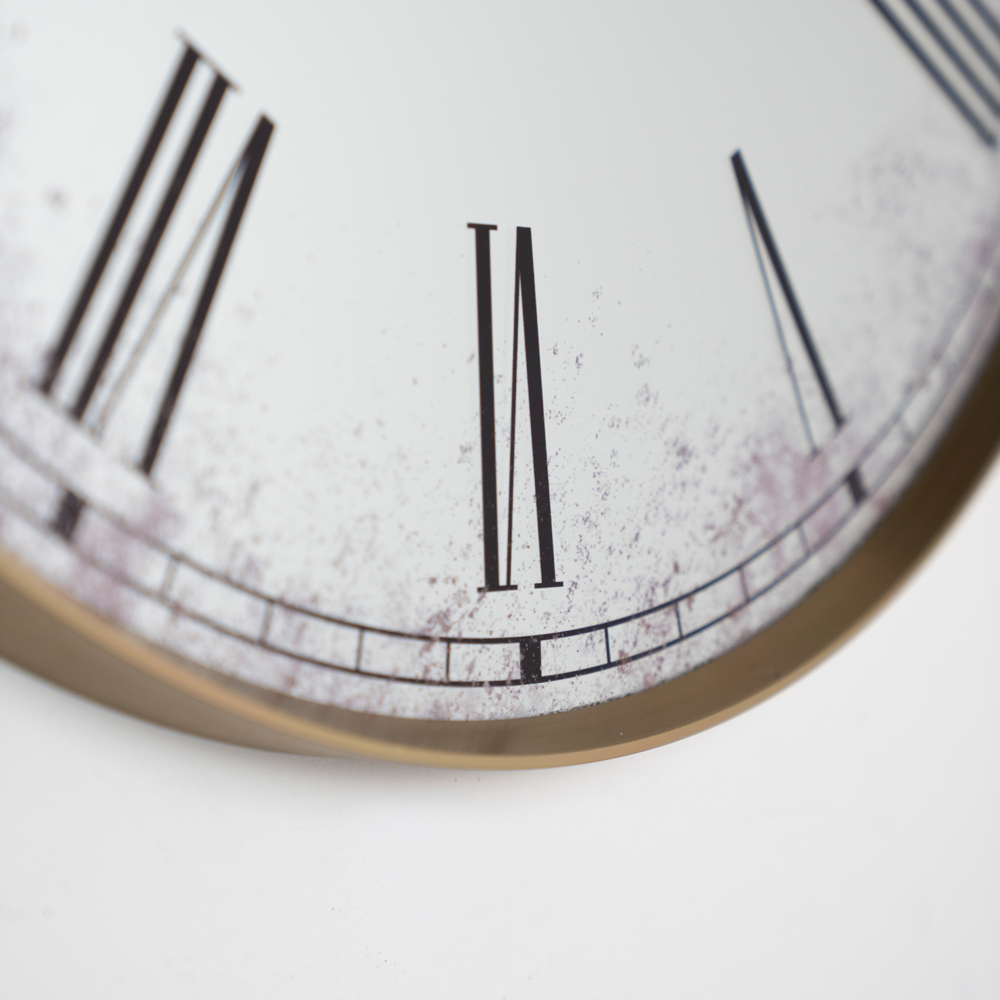 Murano mirrored wall clock gold 50cm