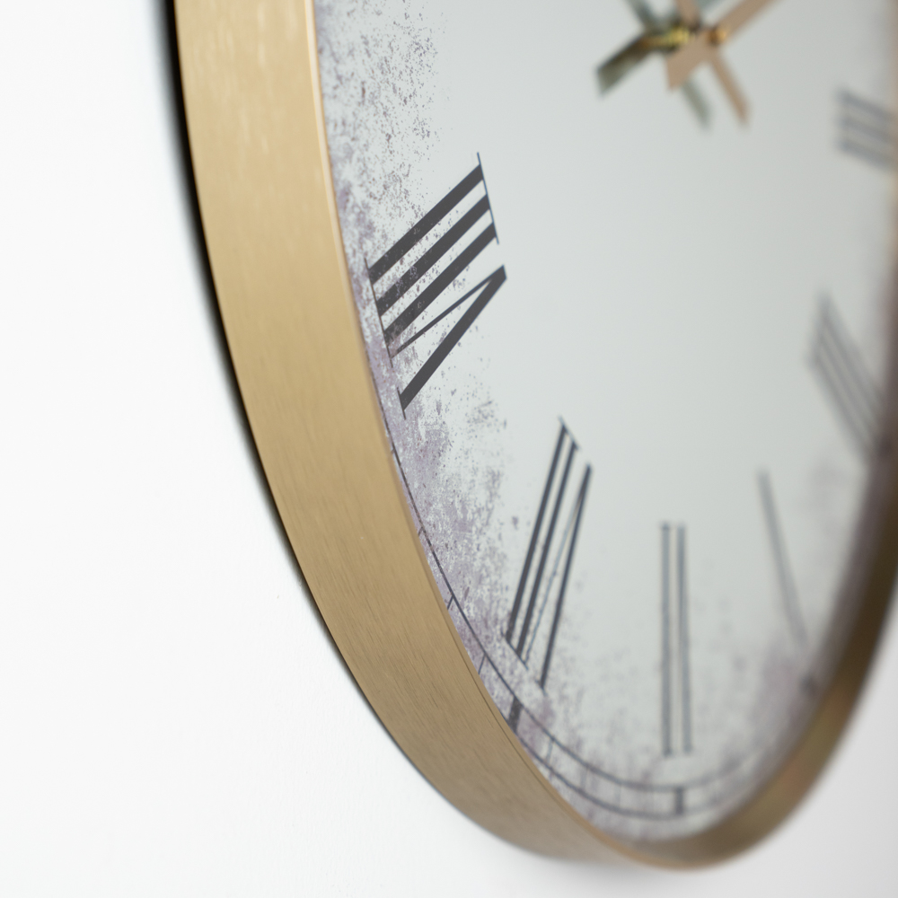 Murano mirrored wall clock gold 50cm