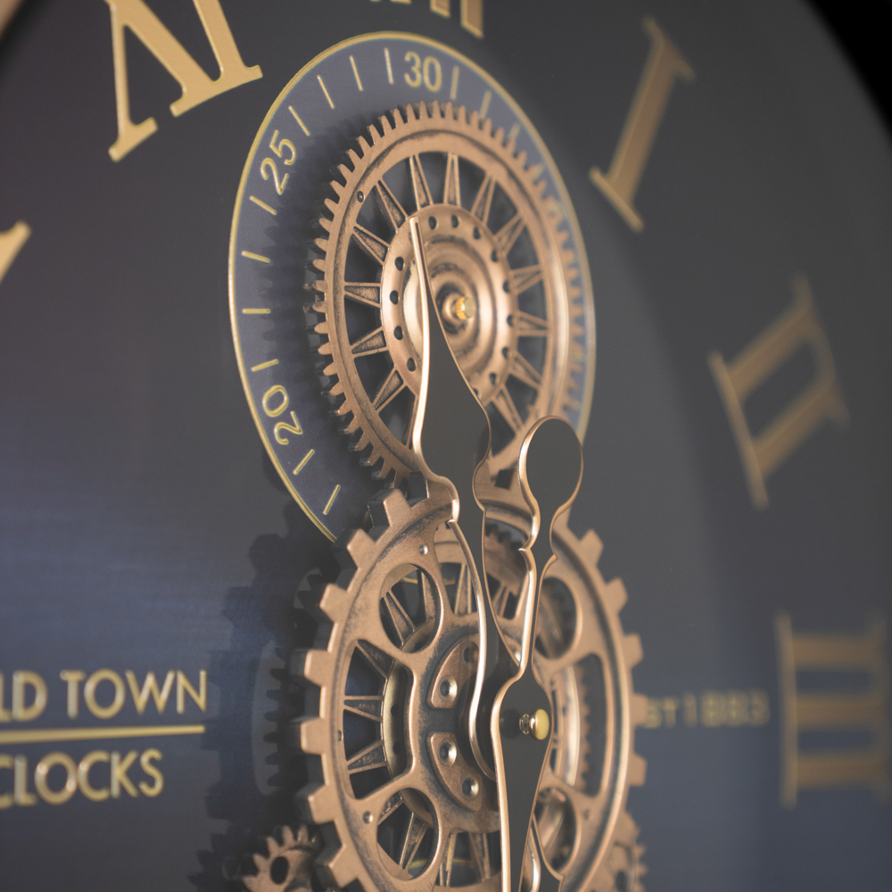 Old town gears clock black 50cm