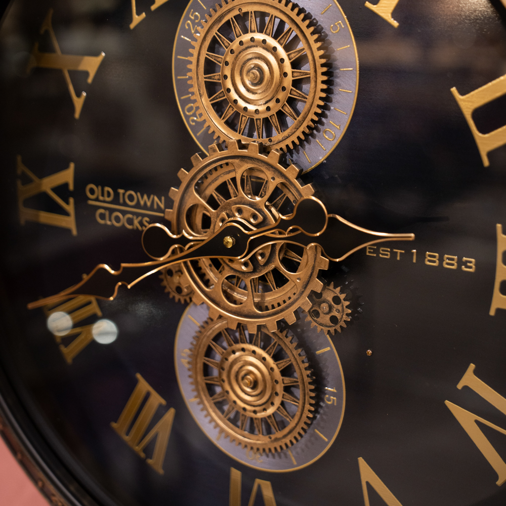 Old town gears clock black 50cm