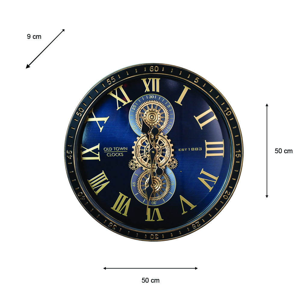 Old town gears clock black 50cm