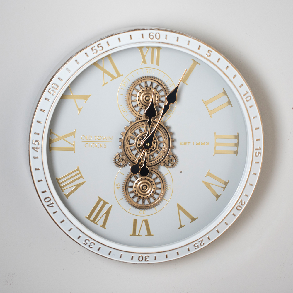 Old town gears clock ivory 50cm