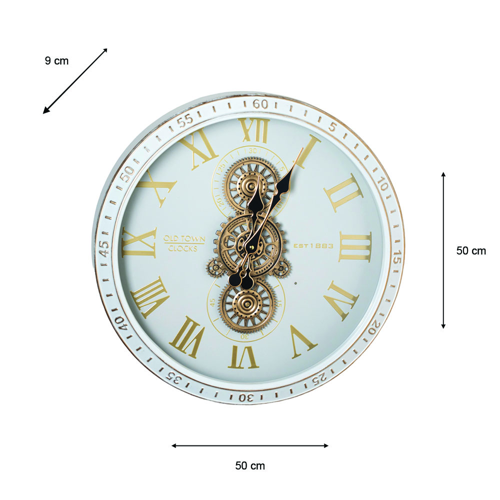 Old town gears clock ivory 50cm