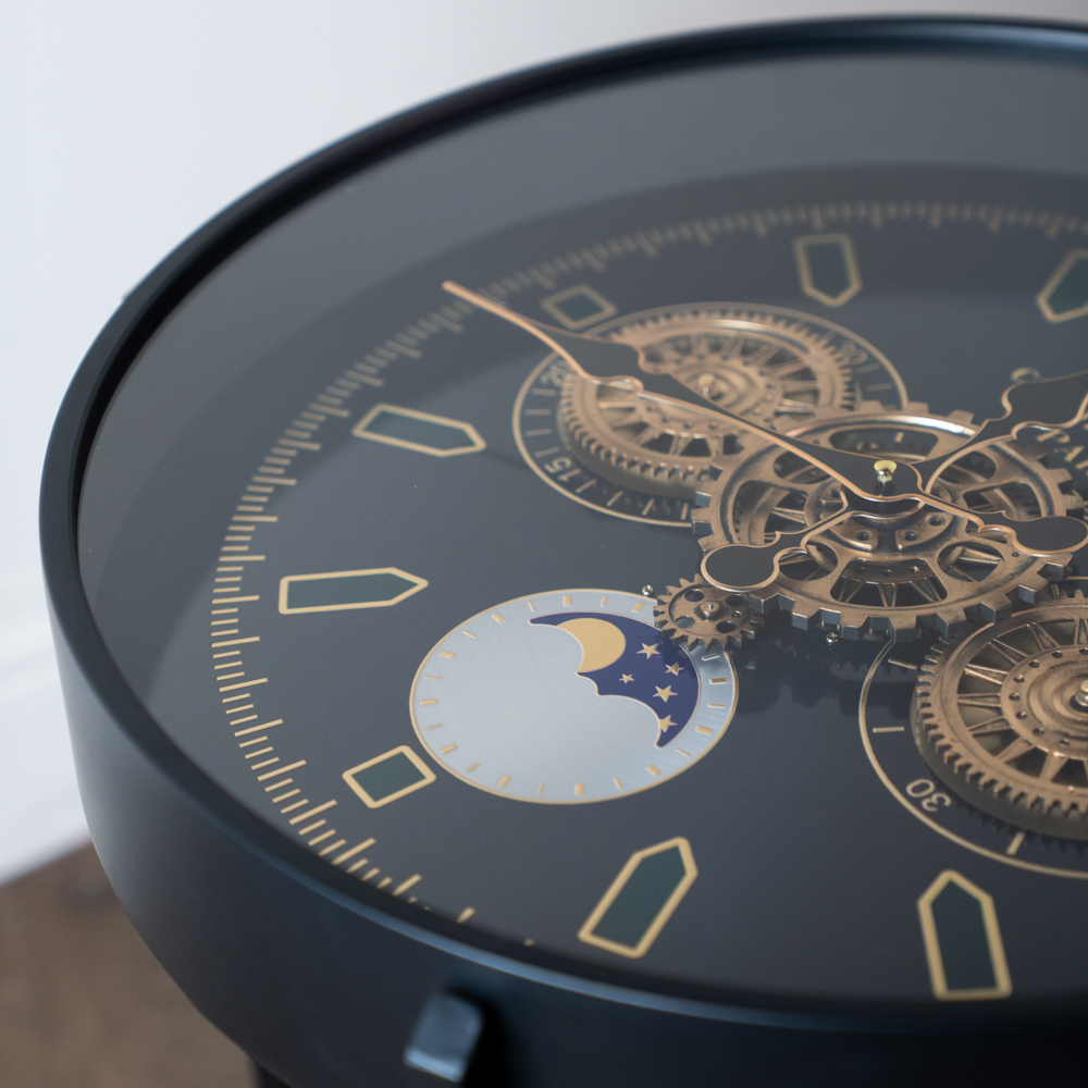 Old town gears clock side table black 55cm