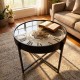 Old town gears clock side table champagne 55cm
