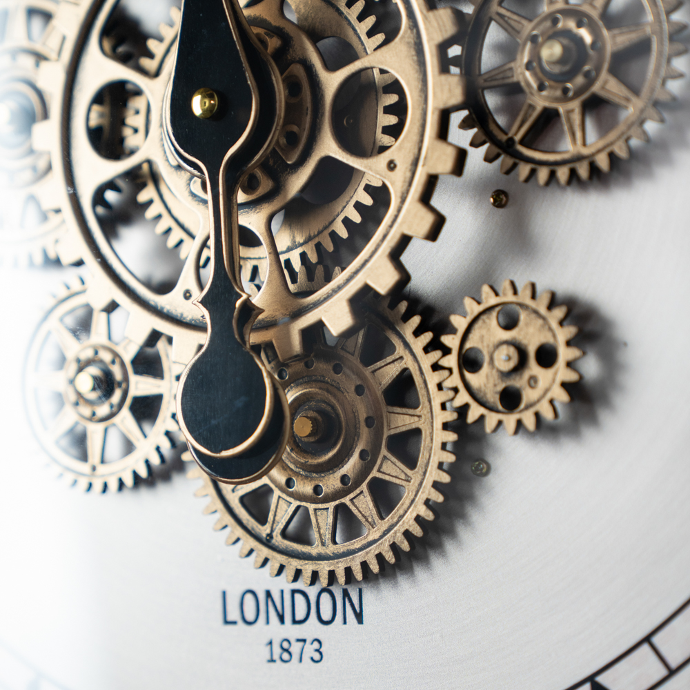 Old town gears kensington clock champagne 60cm