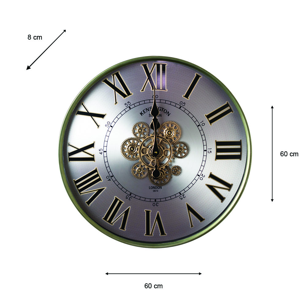 Old town gears kensington clock champagne 60cm