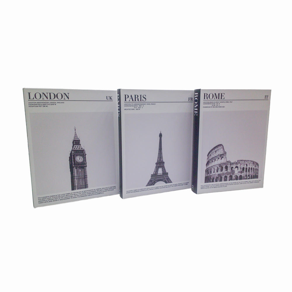 Book box set london paris rome 3 asst