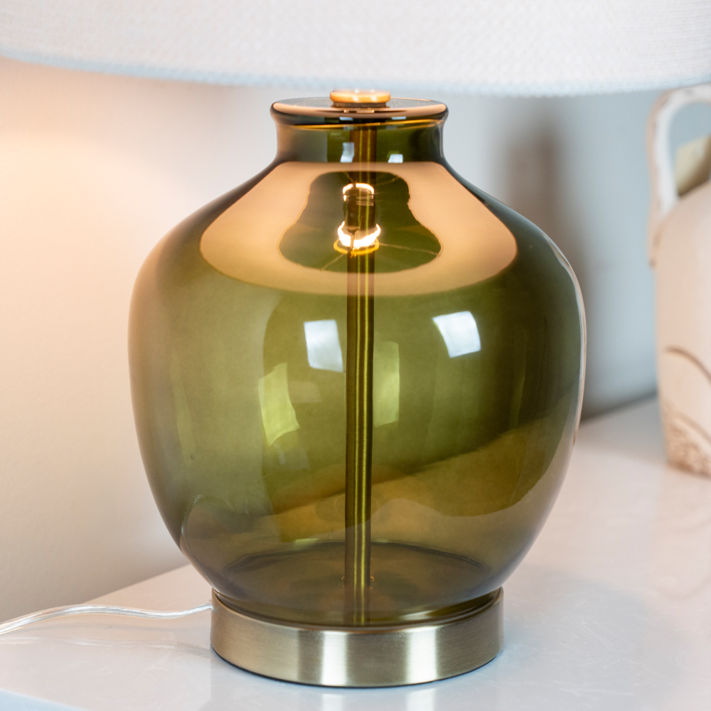 Carissa glass table lamp dark green 53cm