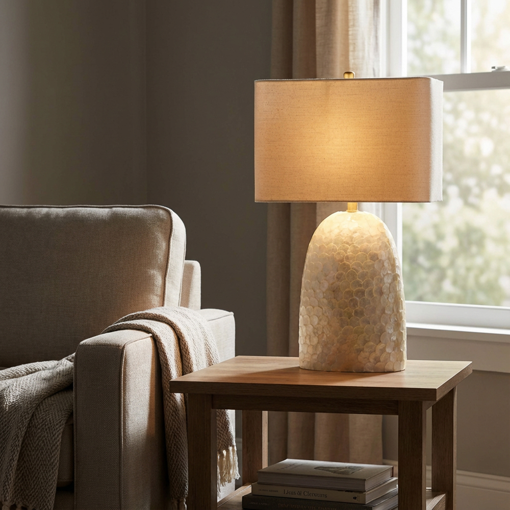 Capiz table lamp natural 68cm