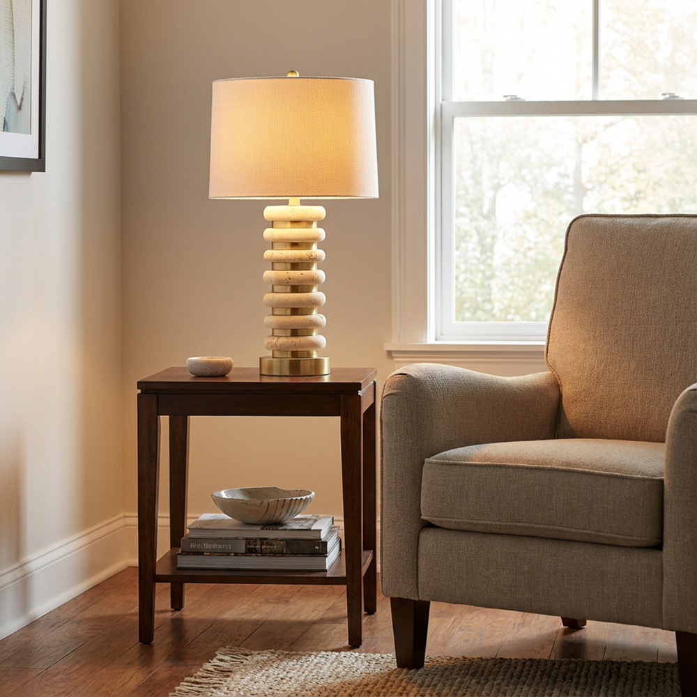 Yara travertine table lamp 71cm