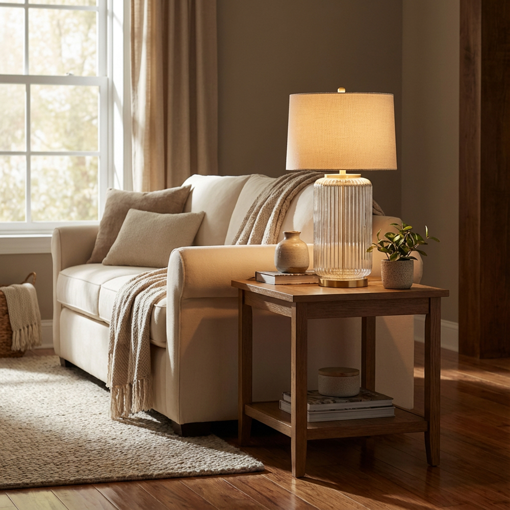 Tabitha glass table lamp 72cm