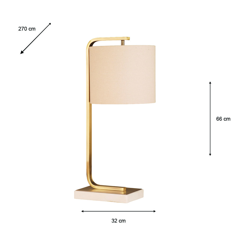 Kyra marble base table lamp 66cm