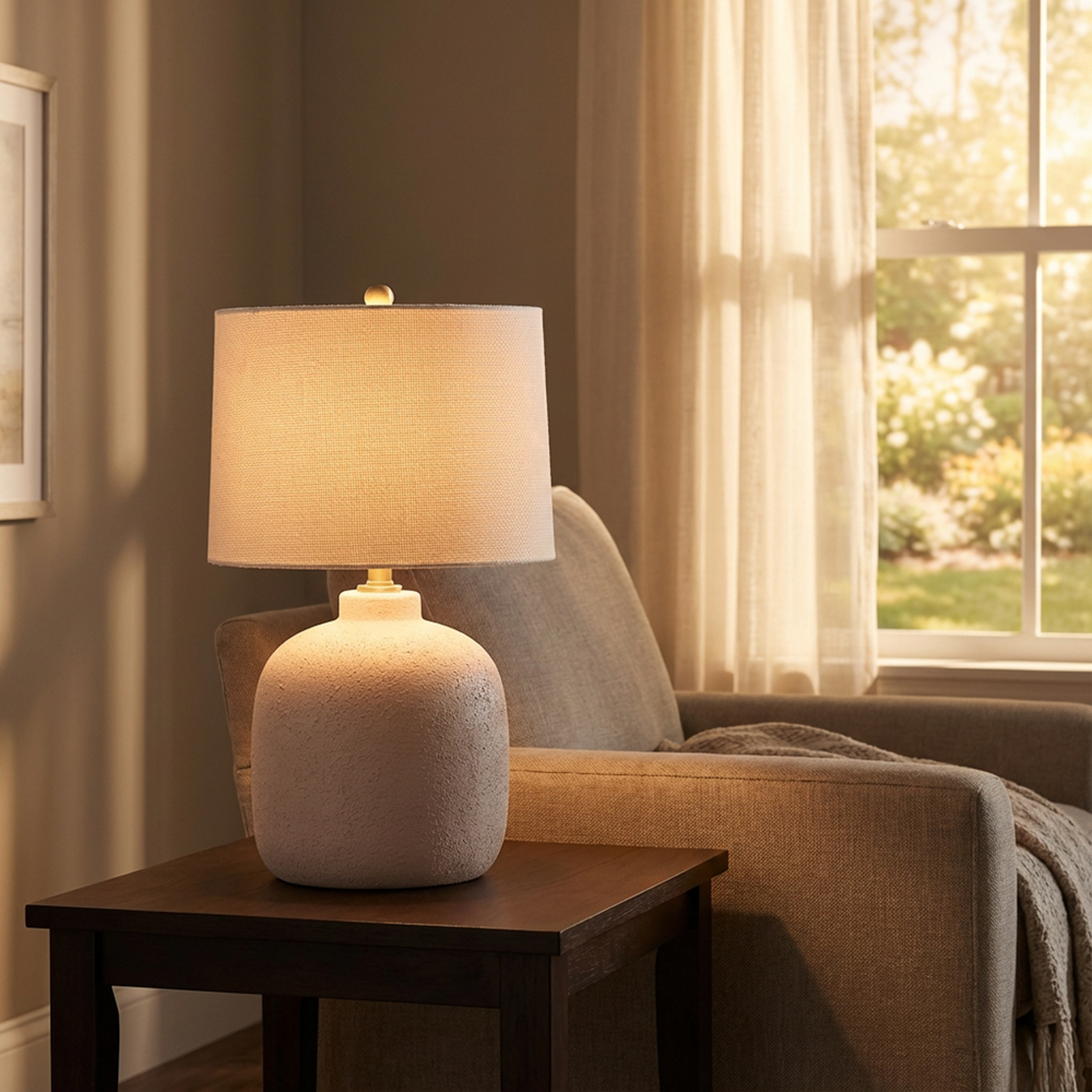 Fabia ceramic table lamp sandy white 58cm