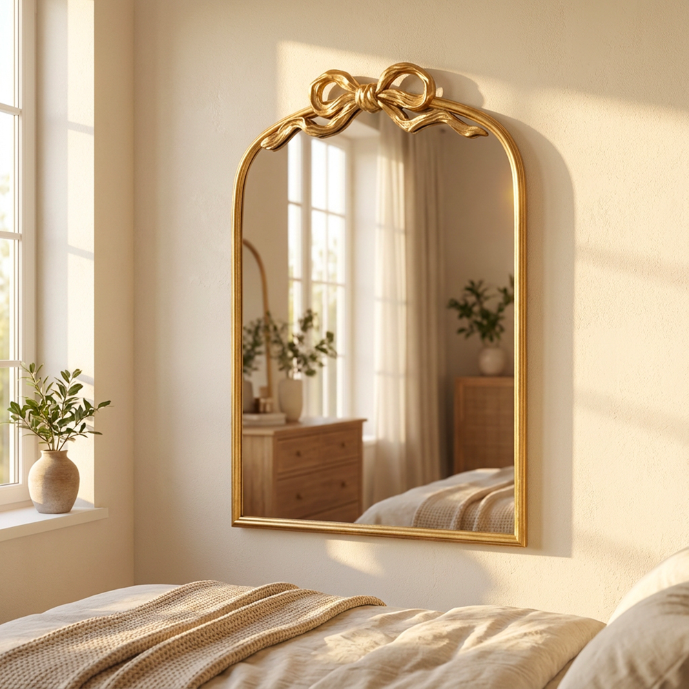 Clayton mirror with bow 72cm gold