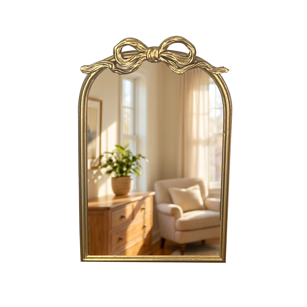 Clayton mirror with bow 50cm gold