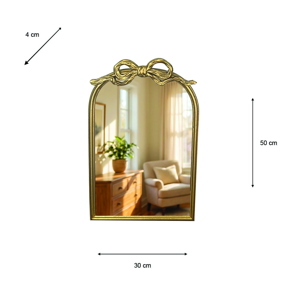 Clayton mirror with bow 50cm gold