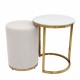 Vienna marble side table and pouffe set