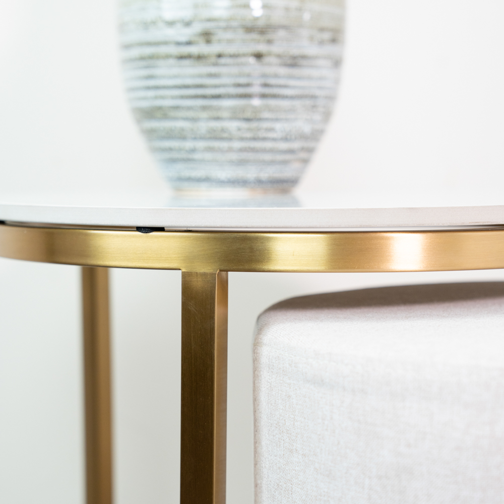 Vienna marble side table and pouffe set
