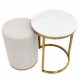 Vienna marble side table and pouffe set