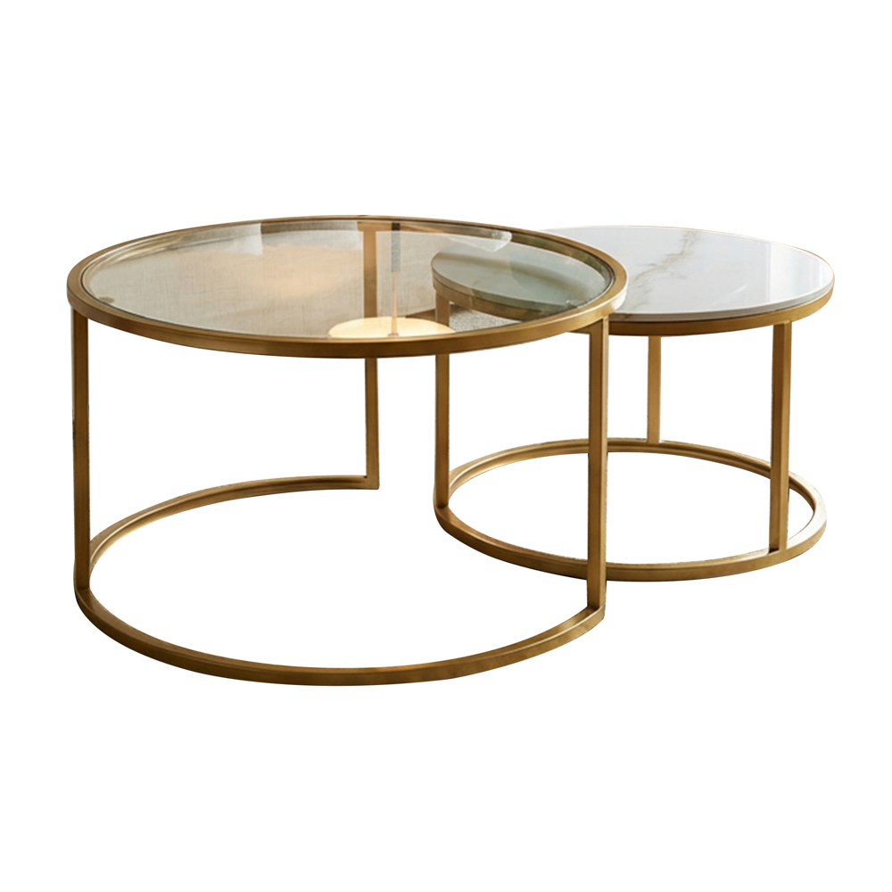 Salzburg s/2 marble/glass coffee tables