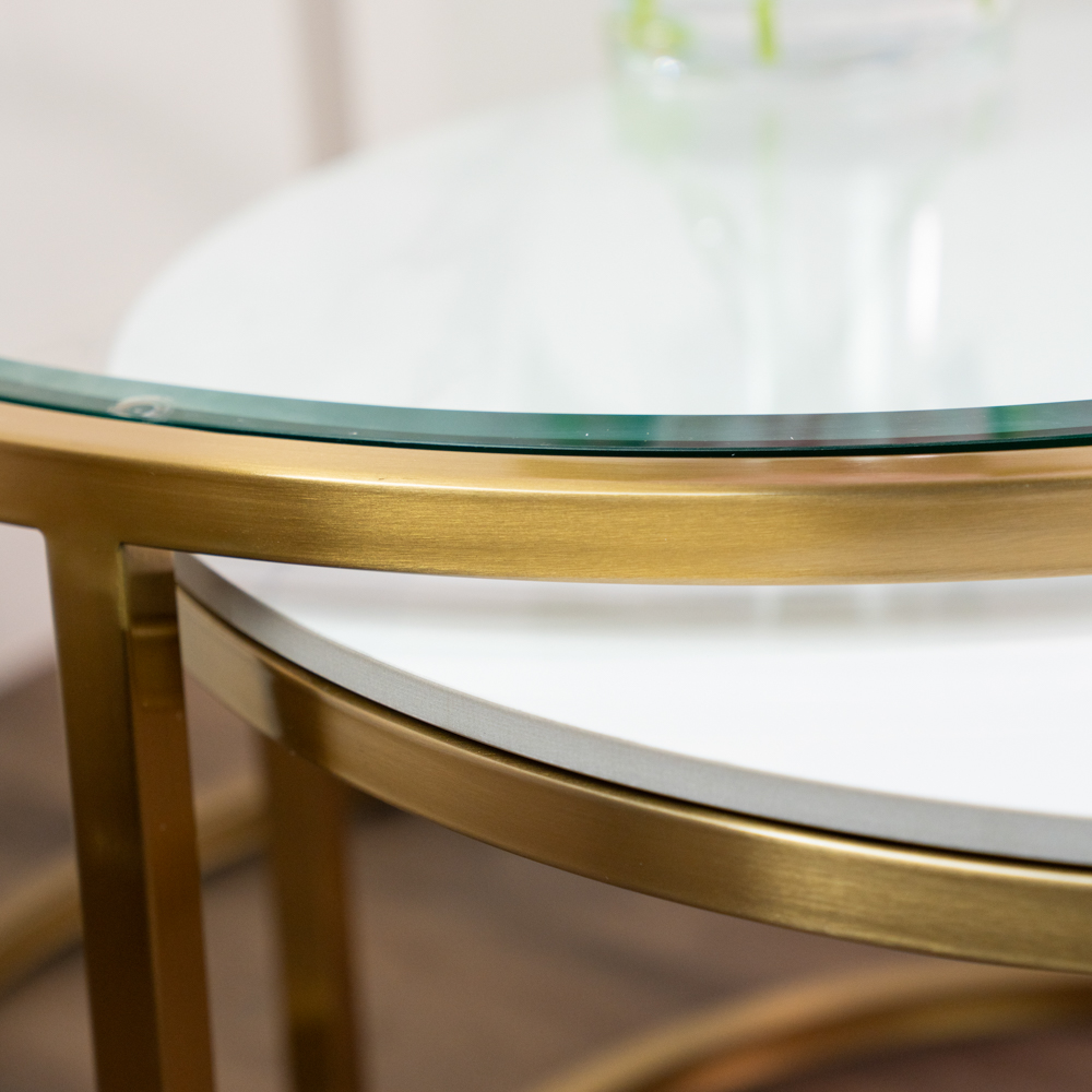 Salzburg s/2 marble/glass coffee tables